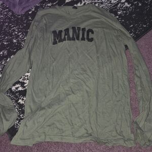 Sunshine Sisters MANIC Olive Green Long Sleeve Graphic Tee